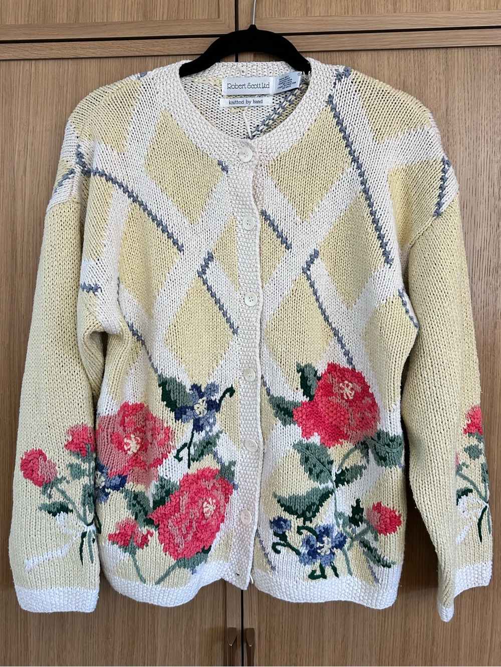 Vintage Hand Knit Floral Cardigan